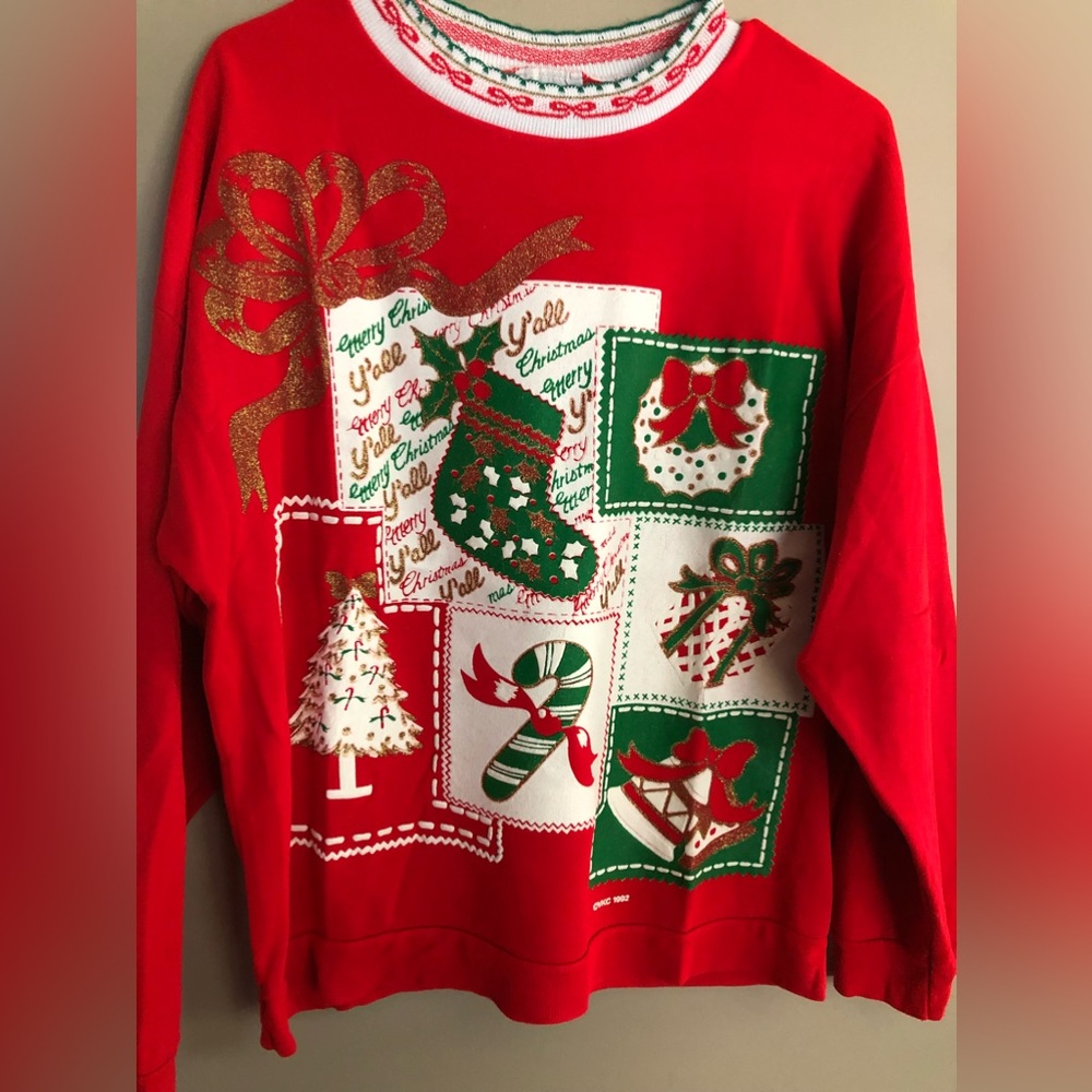 Vintage VARIETY Christmas Sweatshirt Silk Screen Size 40  80's